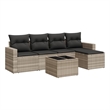 Afuera Living Contemporary 6 Piece Poly Rattan Sofa Set in Gray