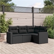 Afuera Living Contemporary Synthetic Poly Rattan 4 Piece  Sofa Set in Black