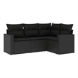 Afuera Living Contemporary Synthetic Poly Rattan 4 Piece  Sofa Set in Black