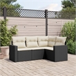 Afuera Living Contemporary 4 Piece Poly Rattan Sofa Set in Black/Cream
