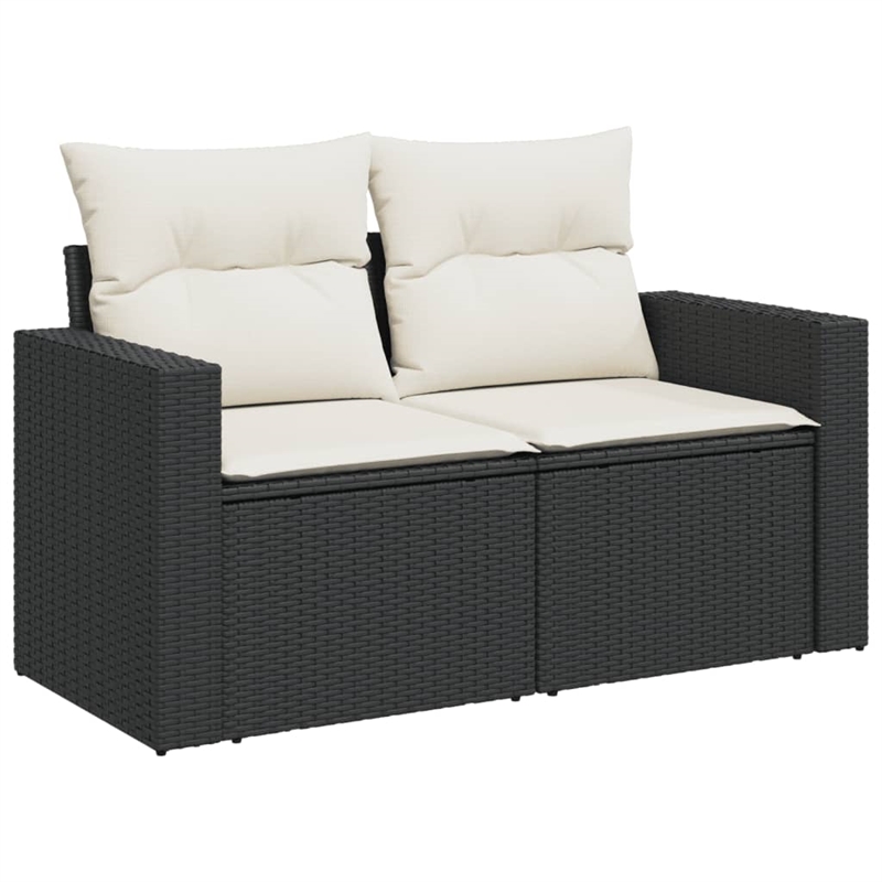 Afuera Living Contemporary 4 Piece Poly Rattan Sofa Set in Black/Cream
