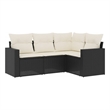 Afuera Living Contemporary 4 Piece Poly Rattan Sofa Set in Black/Cream