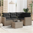 Afuera Living Contemporary 5 Piece Poly Rattan Large Sofa Set in Gray