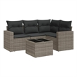 Afuera Living Contemporary 5 Piece Poly Rattan Large Sofa Set in Gray
