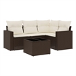 Afuera Living Contemporary Synthetic Poly Rattan 5 Piece Small Sofa Set in Brown