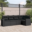 Afuera Living Contemporary 5 Piece Poly Rattan Sofa Set in Black