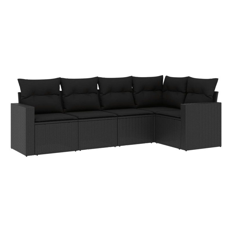 Afuera Living Contemporary 5 Piece Poly Rattan Sofa Set in Black
