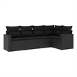Afuera Living Contemporary 5 Piece Poly Rattan Sofa Set in Black