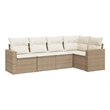 Afuera Living Contemporary Synthetic Poly Rattan 5 Piece  Sofa Set in Beige