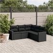 Afuera Living Contemporary 5 Piece Poly Rattan Sofa Set in Black