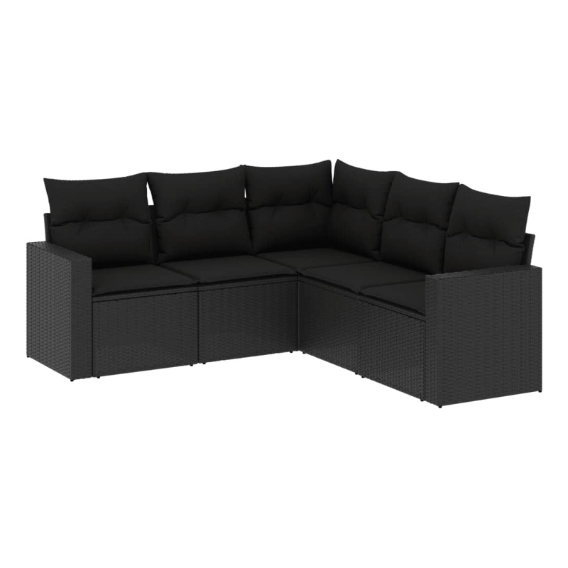 Afuera Living Contemporary 5 Piece Poly Rattan Sofa Set in Black
