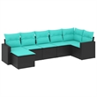 Afuera Living Contemporary 7 Piece Poly Rattan Sofa Set in Black