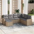 Afuera Living Contemporary 7 Piece Poly Rattan Sofa Set in Gray/Beige
