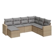 Afuera Living Contemporary 7 Piece Poly Rattan Sofa Set in Gray/Beige