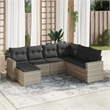 Afuera Living Contemporary 7 Piece Poly Rattan Sofa Set in Gray