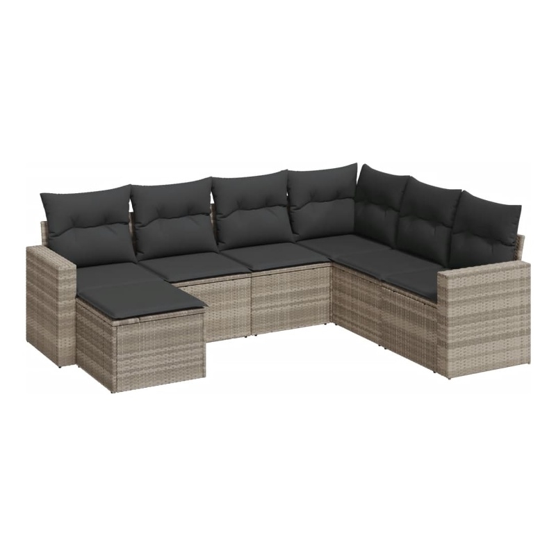 Afuera Living Contemporary 7 Piece Poly Rattan Sofa Set in Gray