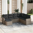 Afuera Living Contemporary 7 Piece Poly Rattan Large Sofa Set in Gray