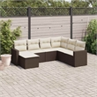 Afuera Living Contemporary 7 Piece Poly Rattan Sofa Set in Brown/Cream