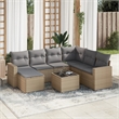 Afuera Living Contemporary 8 Piece Poly Rattan Sofa Set in Gray/Beige
