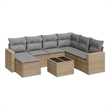 Afuera Living Contemporary 8 Piece Poly Rattan Sofa Set in Gray/Beige