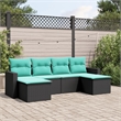 Afuera Living Contemporary 6 Piece Poly Rattan Sofa Set in Black/Blue