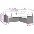 Afuera Living Contemporary Synthetic Poly Rattan 5 Piece  Sofa Set in Gray