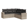 Afuera Living Contemporary Synthetic Poly Rattan 5 Piece  Sofa Set in Gray