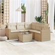 Afuera Living Contemporary 6 Piece Poly Rattan Sofa Set in Beige