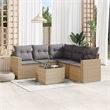 Afuera Living Contemporary 6 Piece Poly Rattan Sofa Set in Gray/Beige