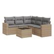 Afuera Living Contemporary 6 Piece Poly Rattan Sofa Set in Gray/Beige