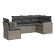 Afuera Living Contemporary Synthetic Poly Rattan 5 Piece  Sofa Set in Gray
