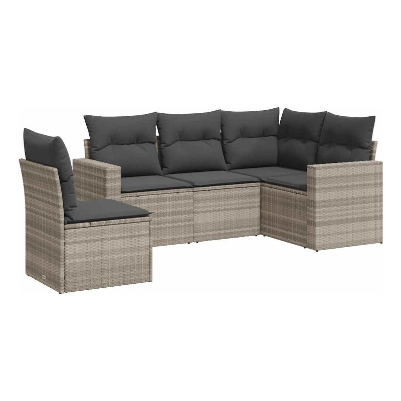Afuera Living Contemporary 5 Piece Poly Rattan Sofa Set in Gray