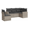Afuera Living Contemporary 5 Piece Poly Rattan Sofa Set in Gray