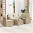 Afuera Living Contemporary 6 Piece Poly Rattan Small Sofa Set in Beige