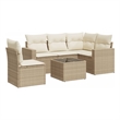 Afuera Living Contemporary 6 Piece Poly Rattan Small Sofa Set in Beige