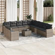 Afuera Living Contemporary 12 Piece Poly Rattan Sofa Set in Gray