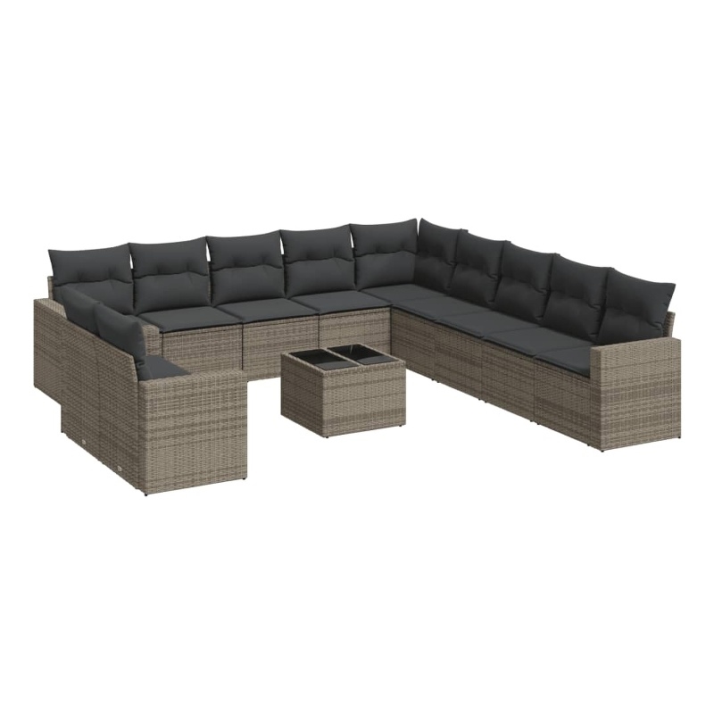 Afuera Living Contemporary 12 Piece Poly Rattan Sofa Set in Gray