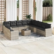 Afuera Living Contemporary Synthetic Poly Rattan 12 Piece  Sofa Set in Gray