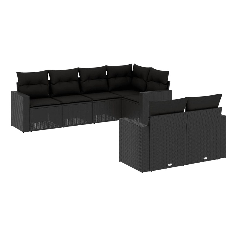 Afuera Living Contemporary Synthetic Poly Rattan Large Sofa Set in Black