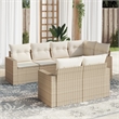 Afuera Living 7 Piece Poly Rattan Large Patio Sofa Set in Cream/Beige