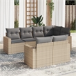 Afuera Living Contemporary Synthetic Poly Rattan 7 Piece  Sofa Set in Beige