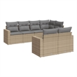 Afuera Living Contemporary Synthetic Poly Rattan 7 Piece  Sofa Set in Beige