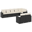Afuera Living Contemporary Synthetic Poly Rattan 8 Piece Sofa Set in Black/Cream