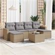 Afuera Living Contemporary 7 Piece Poly Rattan Sofa Set in Gray/Beige