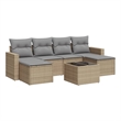 Afuera Living Contemporary 7 Piece Poly Rattan Sofa Set in Gray/Beige