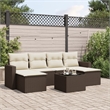 Afuera Living Contemporary 7 Piece Poly Rattan Sofa Set in Brown/Cream