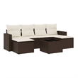 Afuera Living Contemporary 7 Piece Poly Rattan Sofa Set in Brown/Cream