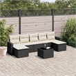 Afuera Living Contemporary 8 Piece Poly Rattan Sofa Set in Black/Cream