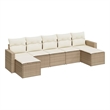 Afuera Living Contemporary 7 Piece Poly Rattan Sofa Set in Cream/Beige