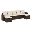 Afuera Living Contemporary Synthetic Poly Rattan 7 Piece  Sofa Set in Brown